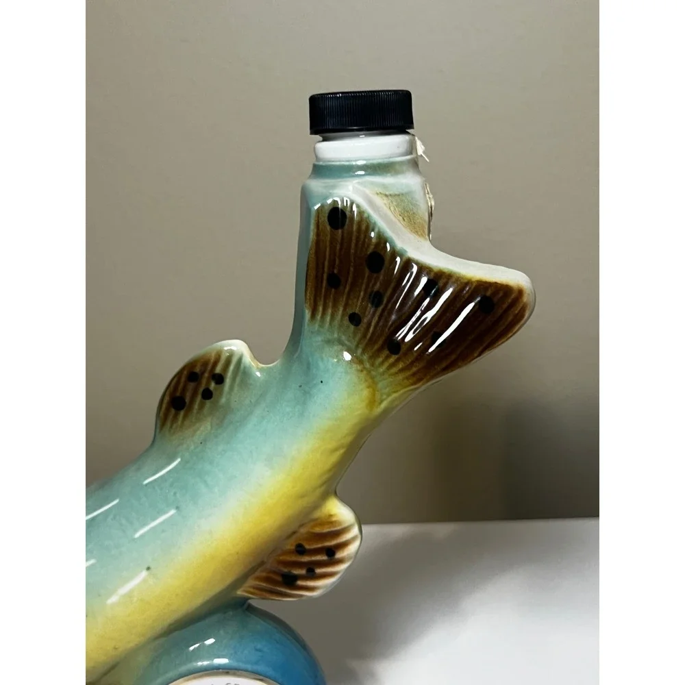 Vintage 1973 Jim Beam Behold the Angler Fish Decanter Empty Regal China 15in